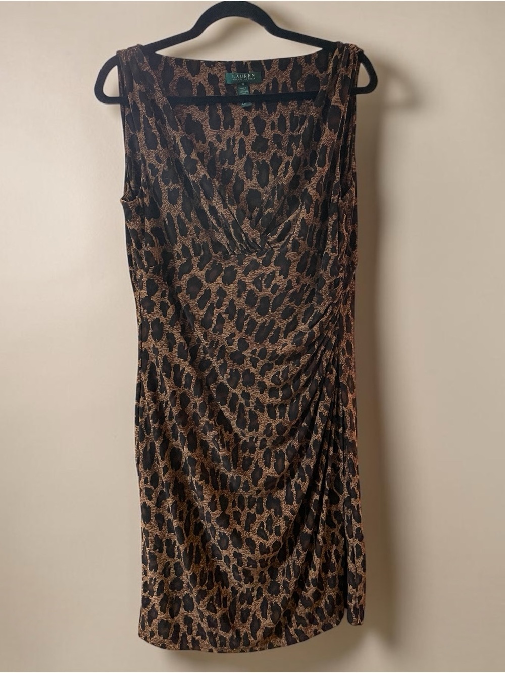 Ralph Lauren Brown and Black Animal Print Sleeveless Sheath Dress